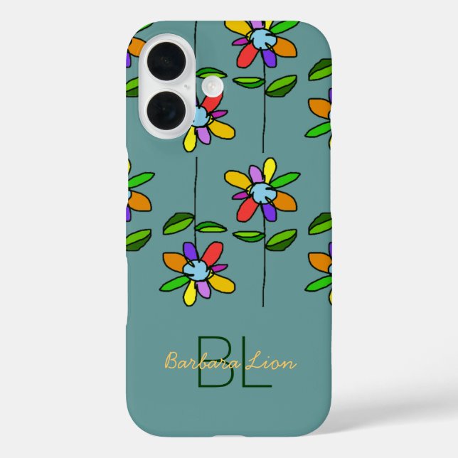 Coques Case-Mate iPhone flowered on blue personalized (Verso)