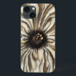 Coques Pour iPhone Flowerhead Fresco sur Tan Arrière - plan<br><div class="desc">Une grande tête de fleurs compose la majorité de cette fresque. Posé sur un arrière - plan bronzé,  le morceau est très rustique. Cela ferait un joli ajout à n'importe quelle maison!</div>