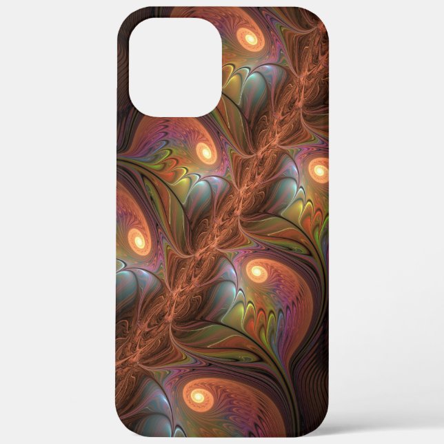 Coques Case-Mate iPhone Fluorescent coloré Abstrait Trippy Brown Fractal (Verso)