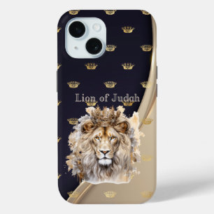 Coque Case-Mate iPhone Foi Chic Lion de Juda Beige Navy Or Couronnes