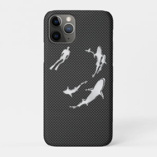 Coques Pour iPhone Foie Chrome avec requins sur fibre de carbone
