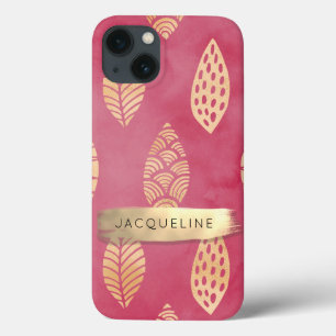 Case-Mate iPhone Case Foliage moderne rose n Gold Brush Stroke avec nom