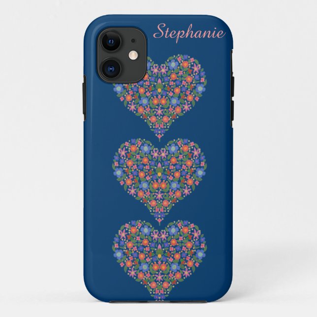 Coques Case-Mate iPhone Folk Art Hearts, Deep Blue iPhone 5/5s Xtreme Coqu (Dos)
