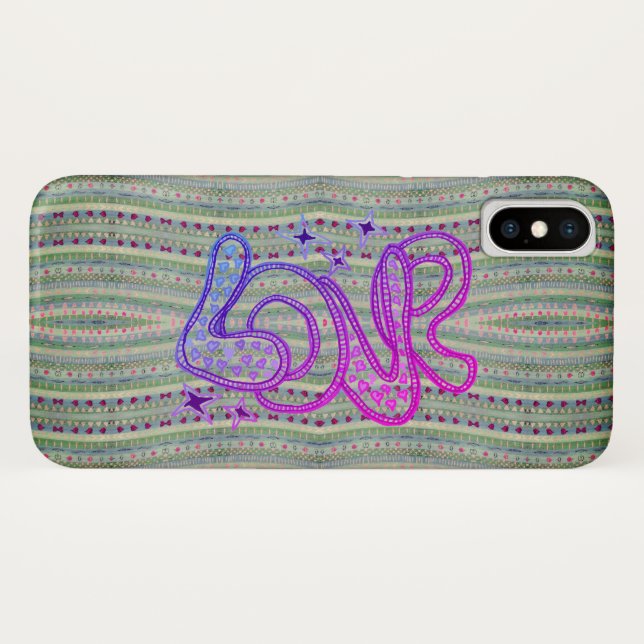Coques Case-Mate iPhone Folk Psychedelic Pretty Hearts Love (Dos (Horizontal))