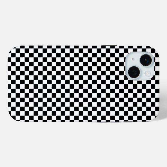 Coques Case-Mate iPhone Fond à damier noir et blanc noir (Verso (horizontal))