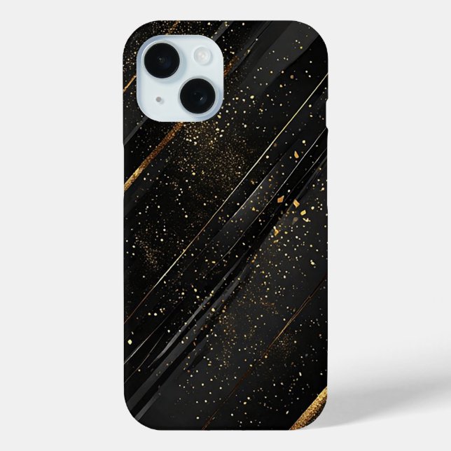 Coques Case-Mate iPhone Fond Abstrait Élégant Noir et Or (Verso)