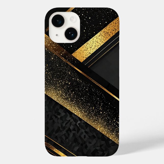 Coques Case-Mate iPhone Fond abstrait noir et or élégant (Verso)