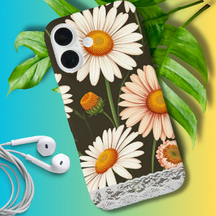 Coque Pour iPhone 16 Fond adorable d'art raffiné de marguerite avec den