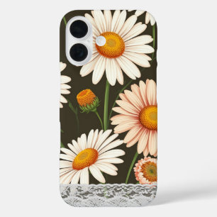 Coque Pour iPhone 16 Fond adorable d'art raffiné de marguerite avec den