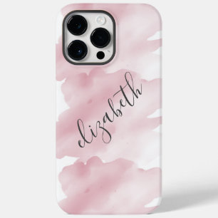 Coque Case-Mate iPhone Fond d'éclaboussure de lavis aquarelle rose Monogr