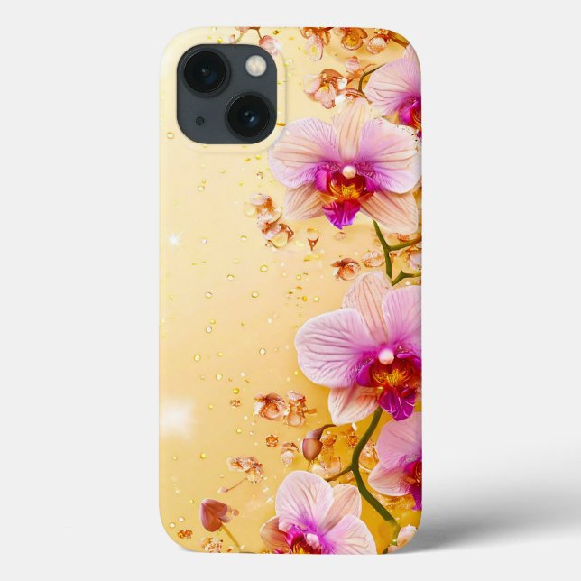 Coques Case-Mate iPhone Fond floral d'orchidées délicates (Verso)