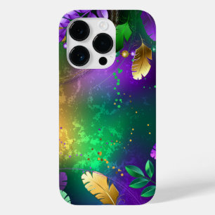 Coque Case-Mate iPhone Fond iridescent de mardi gras avec des perles