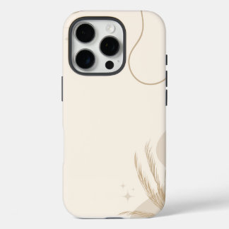 Coque iPhone 16 Pro Fond Linktree Floral Esthétique Marron Beige |