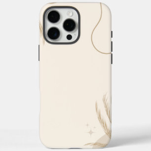 Coque iPhone 16 Pro Max Fond Linktree Floral Esthétique Marron Beige