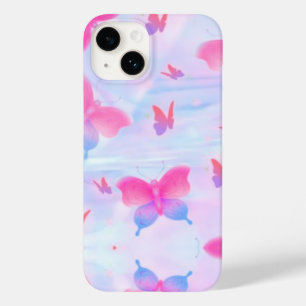 Coque Case-Mate iPhone Fond papillon rose et violet rêveur