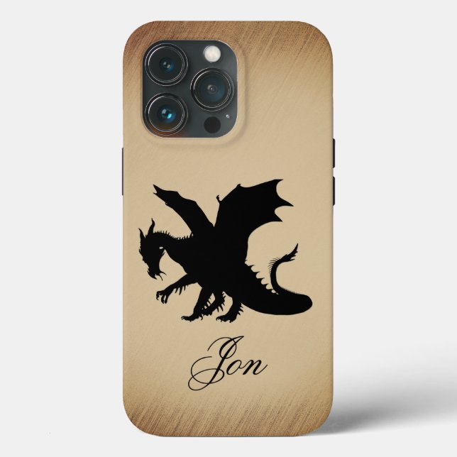 Coques Case-Mate iPhone Fond personnalisé rustique Dragon noir (Verso)