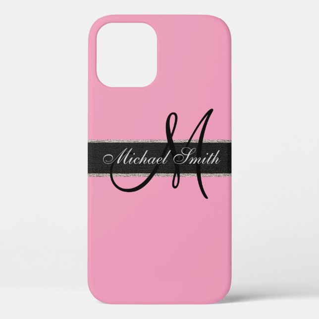 Coques Case-Mate iPhone Fond rose amarante Monogramme (Verso)