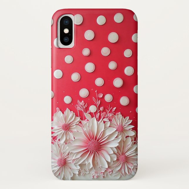 Coques Case-Mate iPhone Fond rouge et motif à pois (Dos)