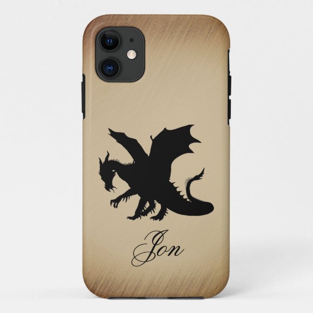 Coques Case-Mate iPhone Fond rustique de Dragon Noir Personnel (Dos)