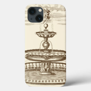 iPhone 13 Coque Fontaine de cour avec chérub ornemental