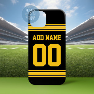 Coque Pour iPhone 15 Football Jersey - Black Gold Stripes Sportive