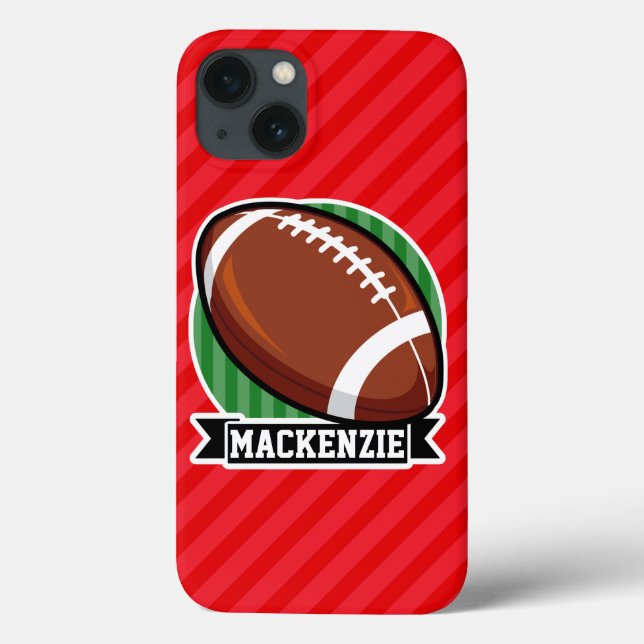 Coques Case-Mate iPhone Football sur mesure sur bandes diagonales rouges (Verso)