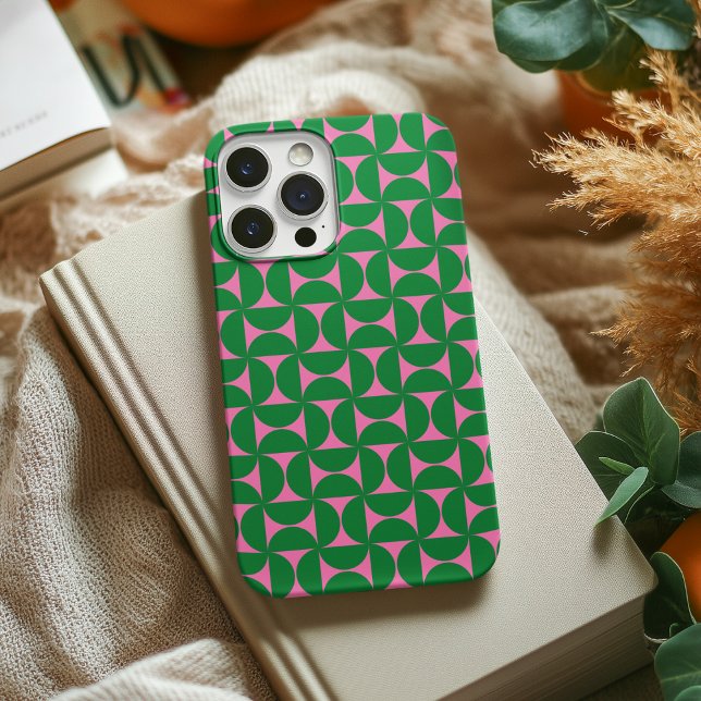 Coques Case-Mate iPhone Forêt Abstraite moderne vert et rose milieu du siè (Créateur téléchargé)