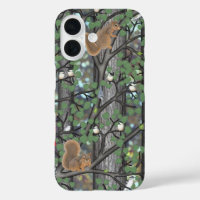 forêt avec oiseaux et écureuils
