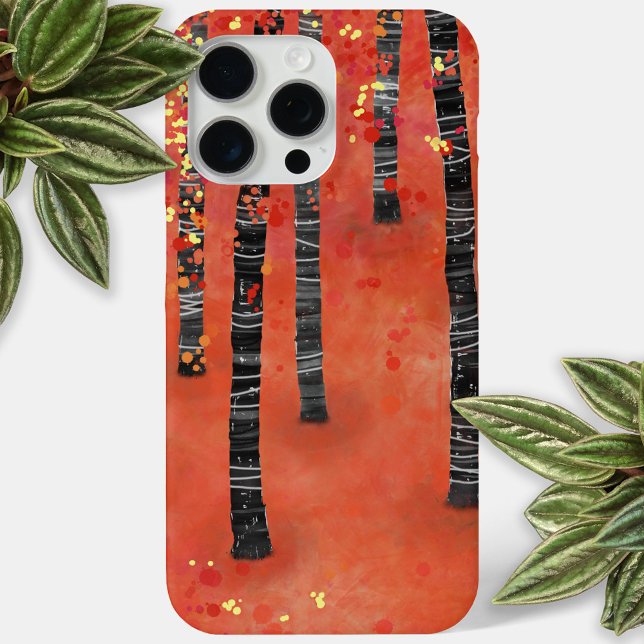 Coques Case-Mate iPhone Forêt de Birch Tree (Birch aspen tree forest abstract art red cell phone case)