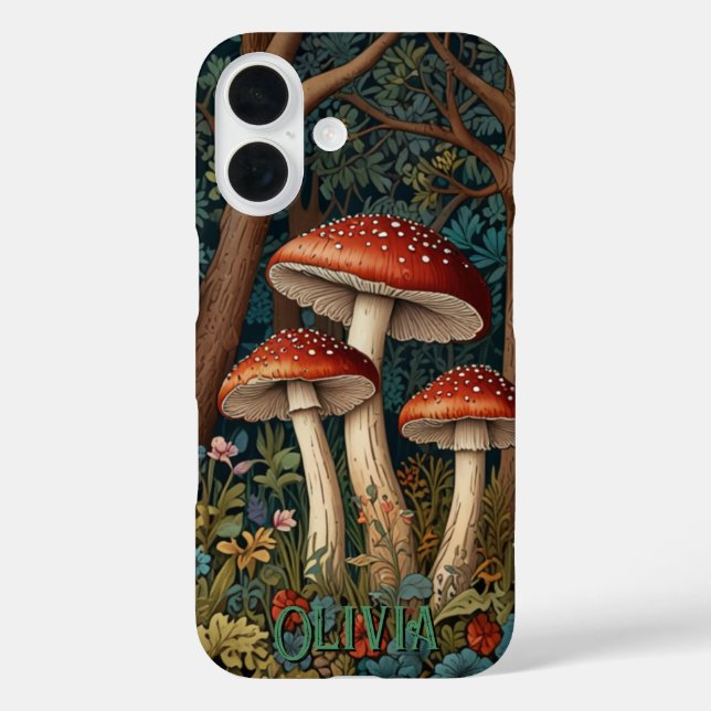 Coques Case-Mate iPhone Forêt de champignons rétro (Verso)