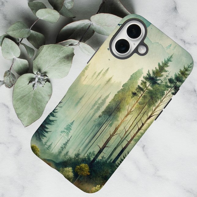 Coques Case-Mate iPhone Forêt de résineux brumeuse (Créateur téléchargé)
