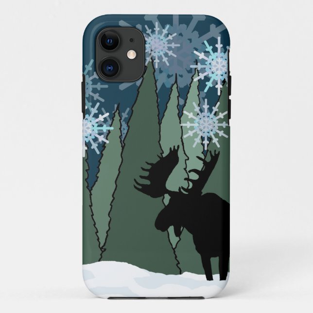Coques Case-Mate iPhone Forêt d'orignaux et de flocon de neige (Dos)