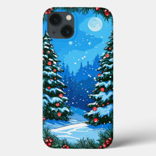Case-Mate iPhone Case Forêt hivernale enneigée avec des arbres de Noël d