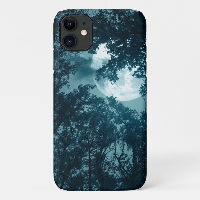 Coques Case-Mate iPhone Forêt nocturne enchanteresse avec Pleine lune (Dos)