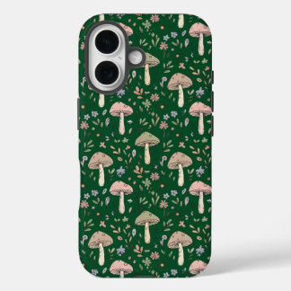 Coque Pour iPhone 16 Forêt Sombre Émeraude Champignons Forestcore Sans