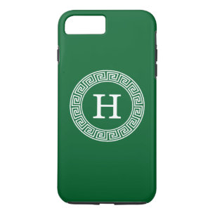 Etui iPhone Case-Mate Forêt Vert Grec Clé Rnd Cadre Initial Monogramme