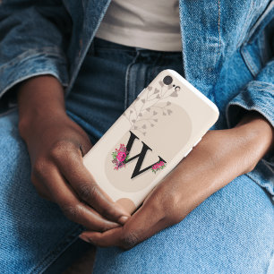 Coque Pour iPhone 16 Forme Botanique Bohème Rétro Avec Nom 1re Lettre M
