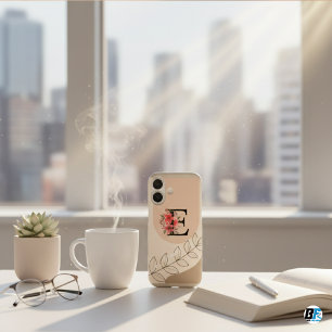 Coque Pour iPhone 16 Forme botanique Boho Rétro avec nom 1er majuscule 