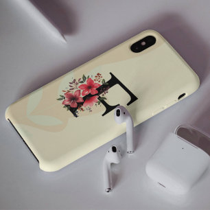 Coque Pour iPhone 16 Forme botanique Boho Rétro avec nom 1er majuscule