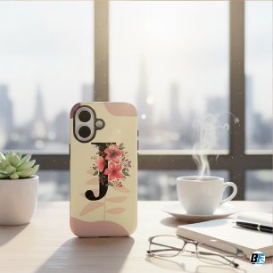 Coque Pour iPhone 16 Forme Botanique Boho Rétro Avec Nom 1ère Majuscule