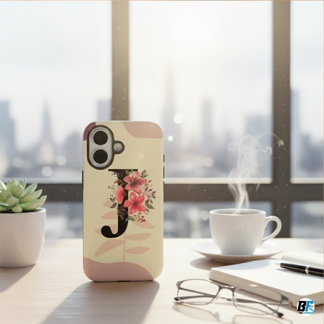 Coques Case-Mate iPhone Forme Botanique Boho Rétro Avec Nom 1ère Majuscule (Créateur téléchargé)