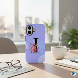 Coque Pour iPhone 16 Forme Botanique Boho Rétro Avec Nom 1re Lettre Maj