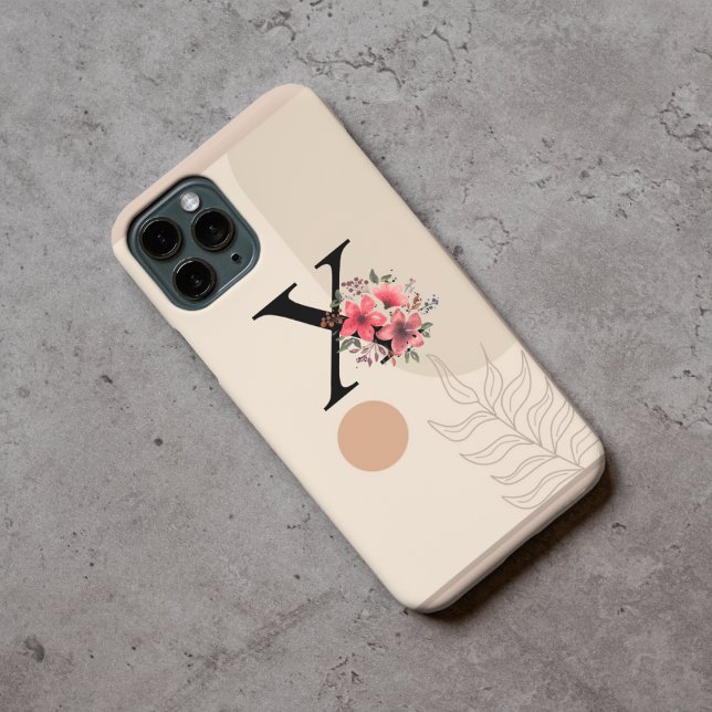 Coques Case-Mate iPhone Forme Botanique Boho Rétro Avec Nom 1re Lettre Maj (Créateur téléchargé)