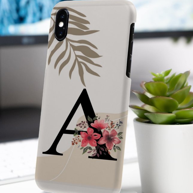 Coques Case-Mate iPhone Forme Botanique Boho Rétro Avec Nom 1re Majuscule  (Créateur téléchargé)