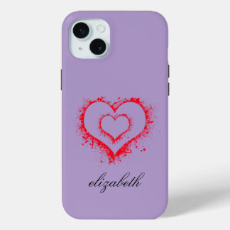 Coque Case-Mate iPhone forme de cœur rouge fond coloré personnalisé
