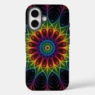 Coque Pour iPhone 16 Forme fractale du spectre arc-en-ciel psychédéliqu