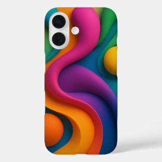 Coque Pour iPhone 16 Formes 3D Abstraites dynamiques