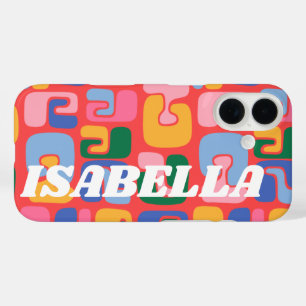 Coque Pour iPhone 16 Formes Abstraites vives et colorées Nom personnali