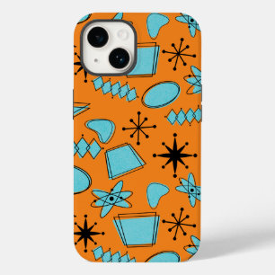 Coque Case-Mate iPhone Formes atomiques MCM Turquoise sur orange