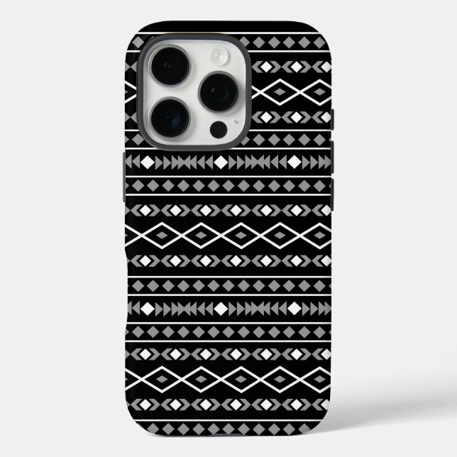 Coques Case-Mate iPhone Formes aztèques Motif blanc gris noir (Verso)